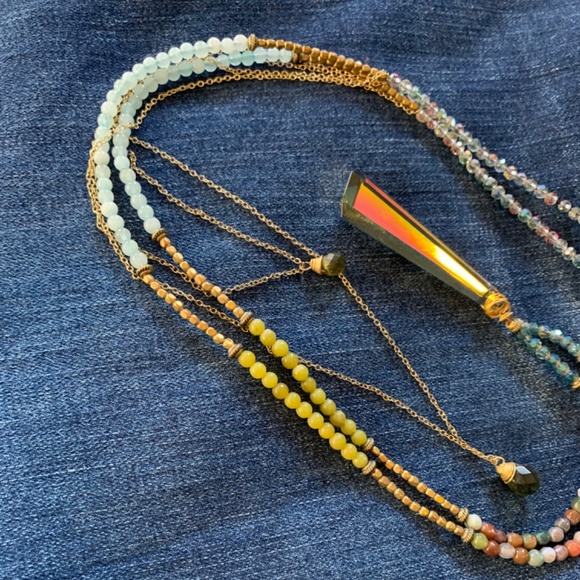 Unique triple strand necklace - semi precious stones - Picture 9 of 10